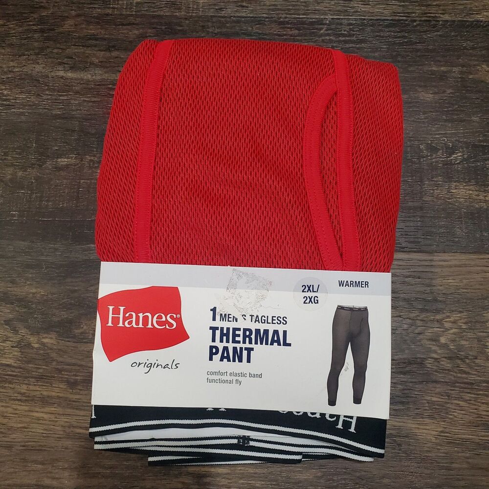 NWT Men's Hanes Size 2XL Tagless Thermal Pant in Red